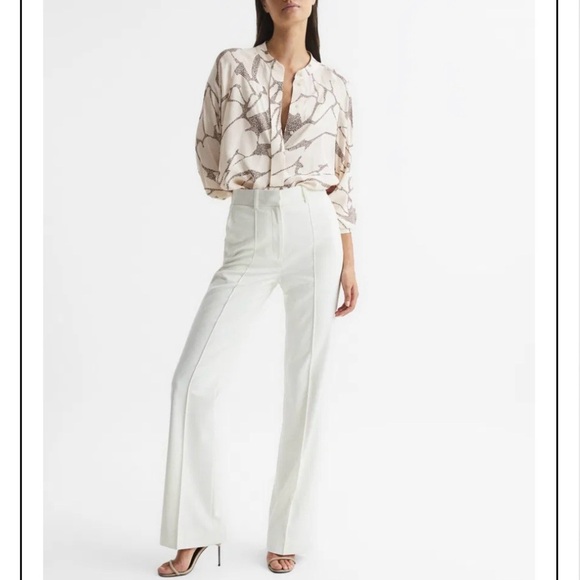 Reiss Harri abstract leopard motif Printed Shirt in Cream/Brown Size US 6 - Picture 4 of 10